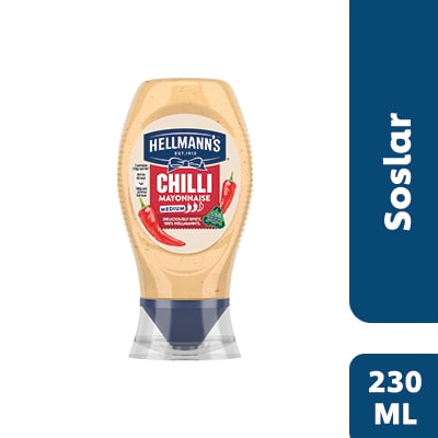 Hellmann's Chili Mayonez 230GR - Dolu Dolu Lezzeti İle Her Yemeğe Eşlik Eden Hellmann's Acılı Mayonez, acı chilli biberlerin zengin aroması ve ideal dokusuyla fark yaratarak mutfaklarınızda vazgeçilmez bir tat haline gelecek.